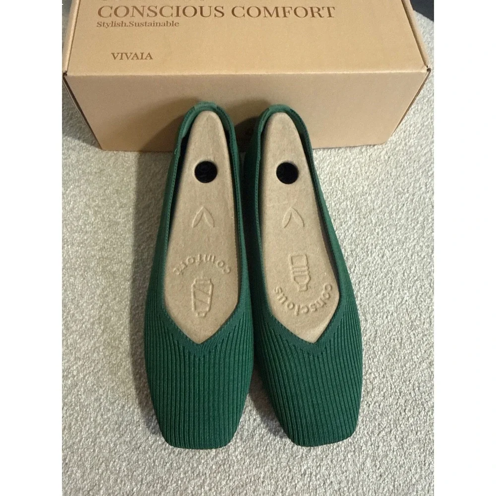 VIVAIA Margot 2.0 Forest Green Knit Ballet Flats EU/38.5 US/7.5